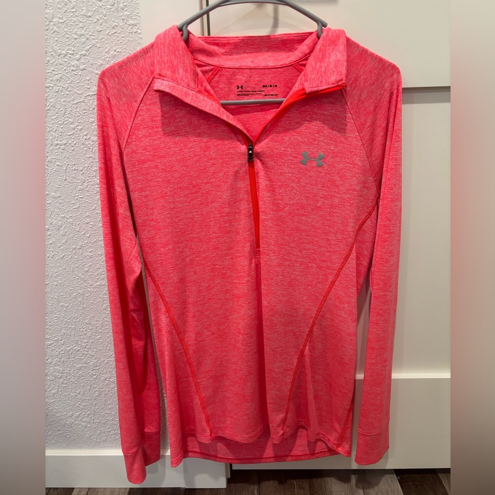 Hot pink Under Armour medium quarter zip top #fitness #activewear #UA